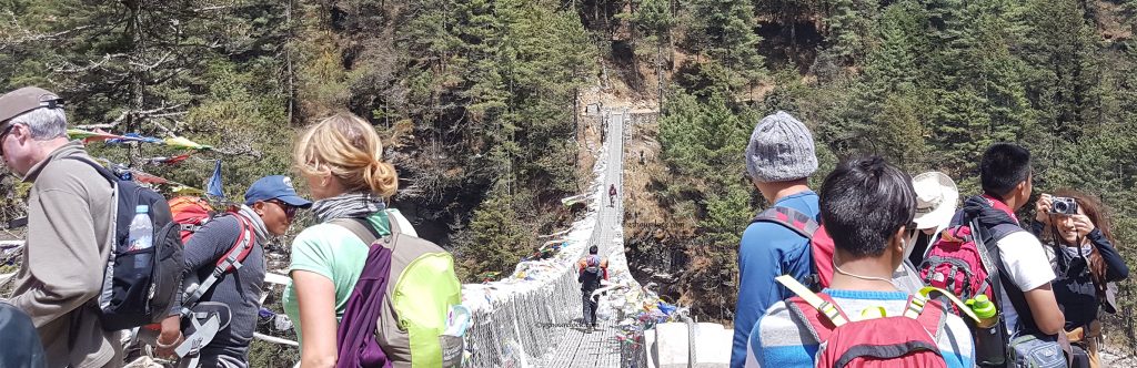 waiting at namche bridge